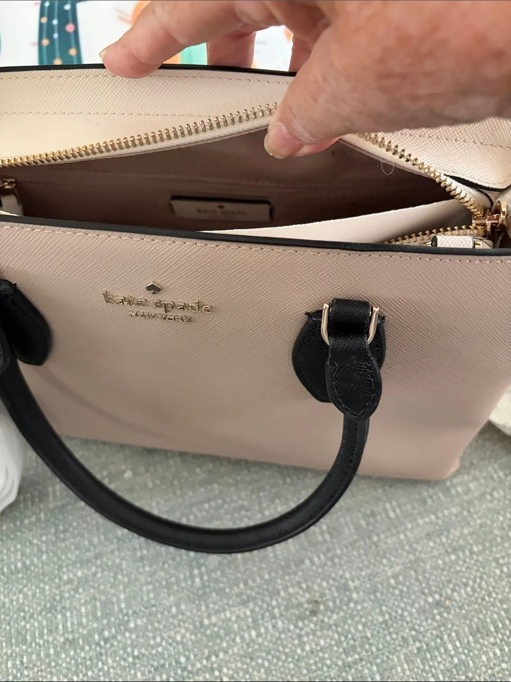 kate spade Blush and Black Top-Handle Satchel